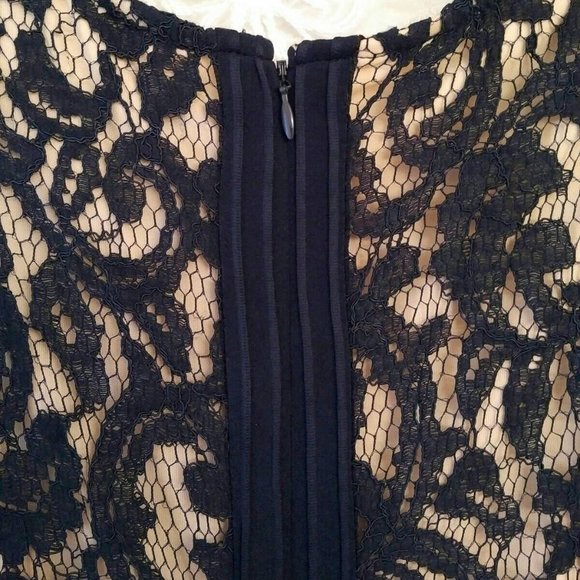 NWOT The Limited Navy & Beige Lace A-Line Dress, Sleeveless, 6 - Picture 6 of 7